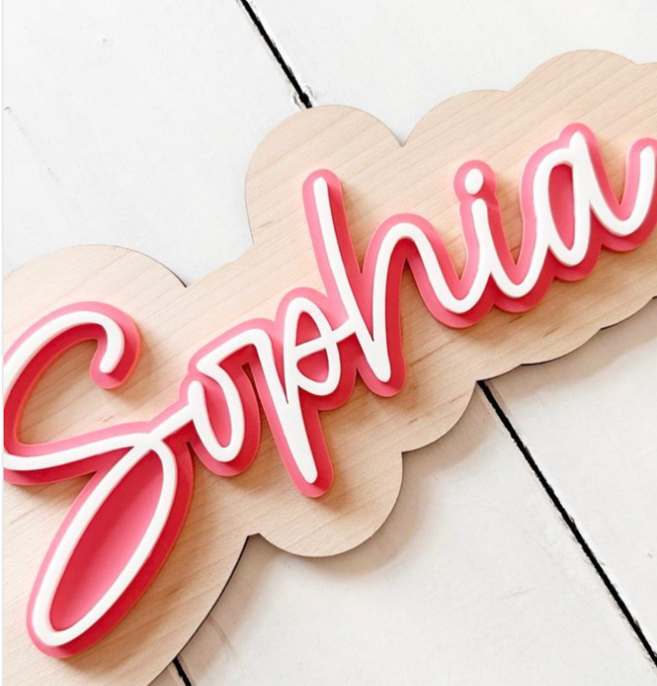 Name Plaque - Wood and Double Acrylic